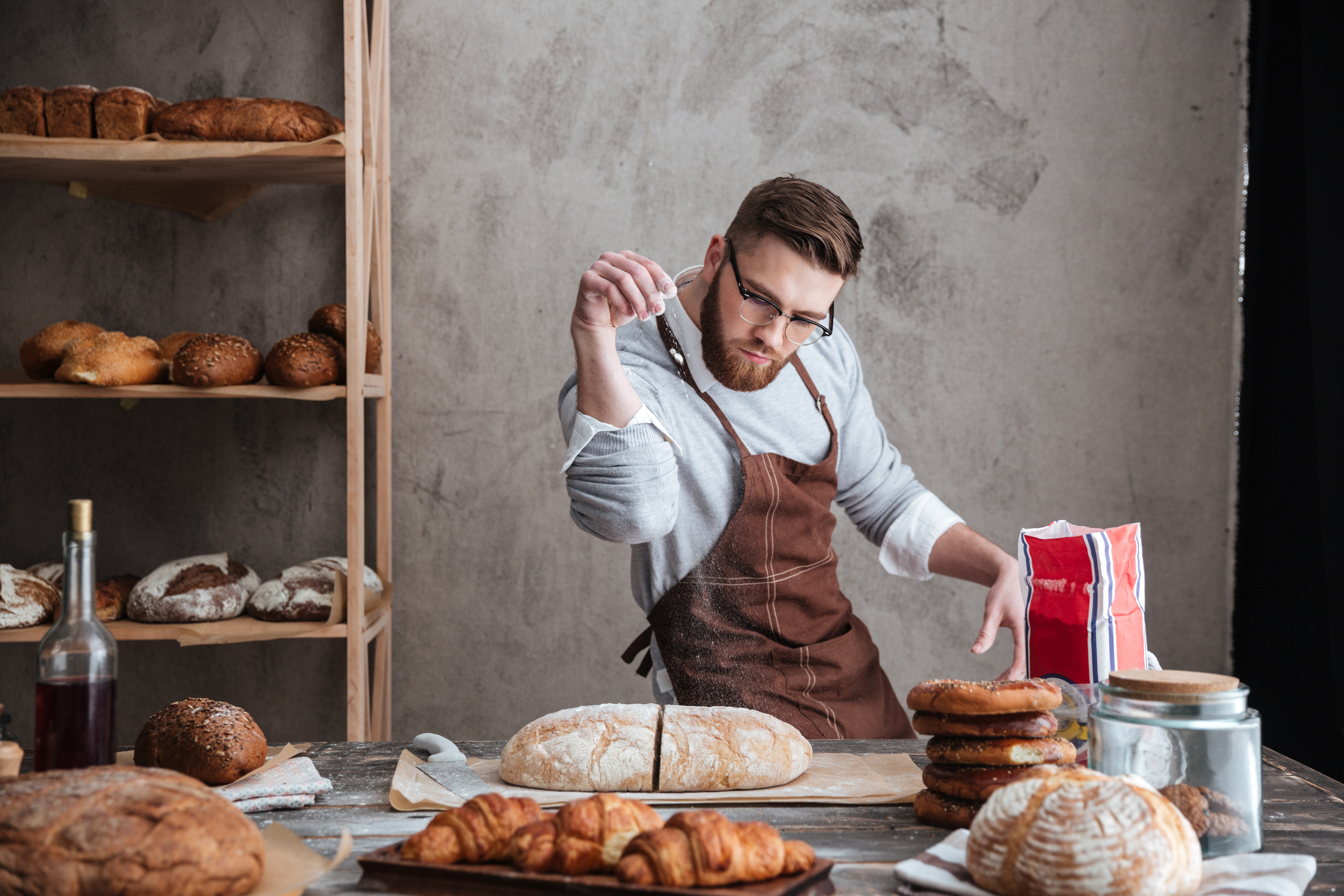 A cozy bakery kitchen setting
